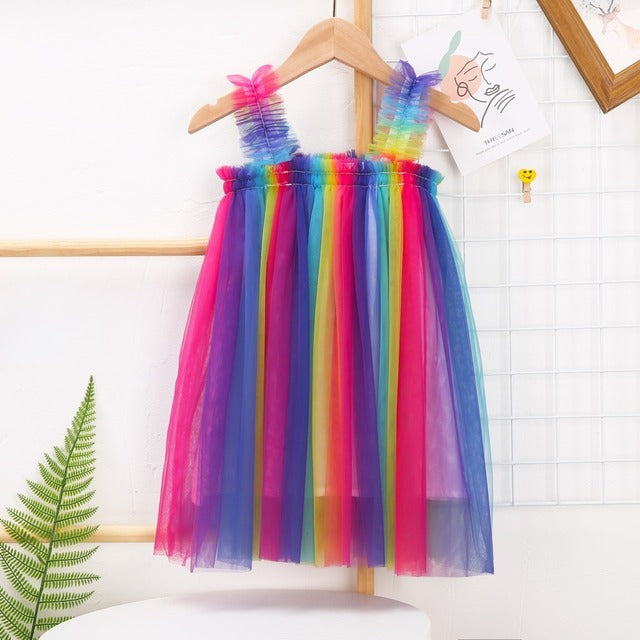 B Mami Store Falon Rainbow Tulle Dress Rainbow / 6