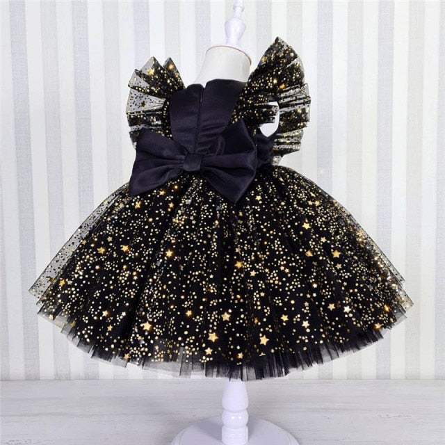 Celestial Tulle Dress Black And Gold Star Dress Baby Girls' Clothing Pattern Ribbed Knitted Outfits Baby Celestial Tulle Dress Black And Gold Star Dress Baby Girls' Clothing Pattern Ribbed Knitted Outfits Baby