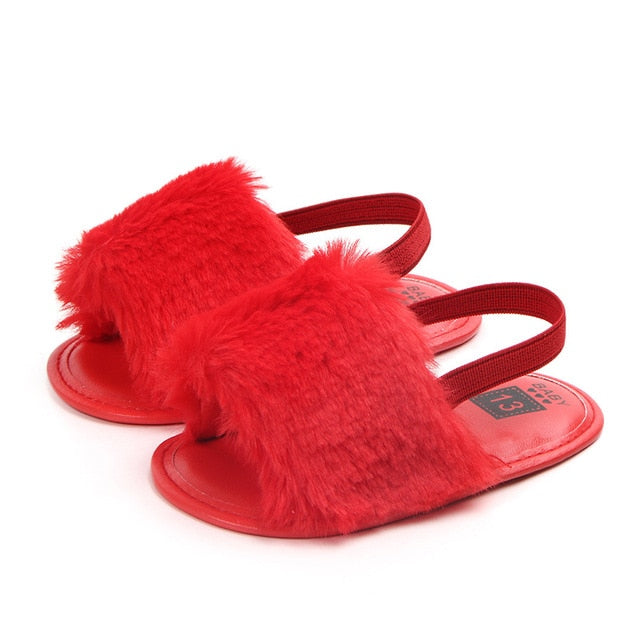 Fuzzy Baby Slides Sandals